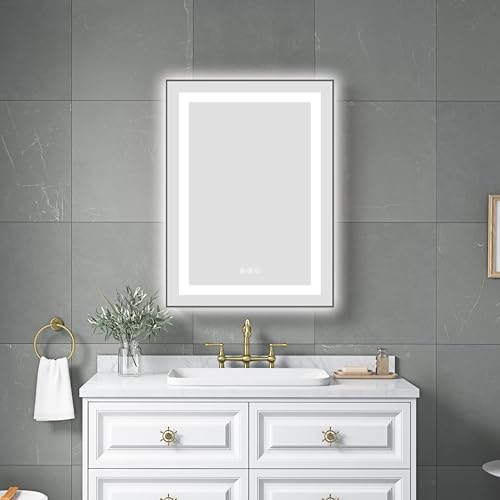 CHARMMA Large 24x32 Inch LED Bathroom Mirror with Front &