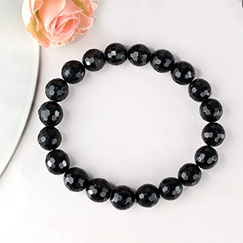 Image of Reiki Crystal Products Certified Natural Crystal Stone Diamond Cut /Faceted 10 mm Beads Bracelet for Men & Women | Reiki Charged Gemstone Jewellery | Multiple Stone Variants Available