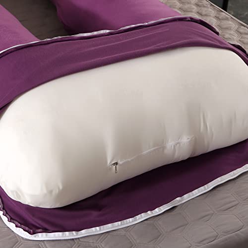 Image of Amagoing 55 inches Pregnancy Pillows for Sleeping, U Shaped Maternity Full Body Pillow for Pregnant Women with Hip, Leg, Back, Belly Support, Washable Velvet Cover Included (Dark Purple)