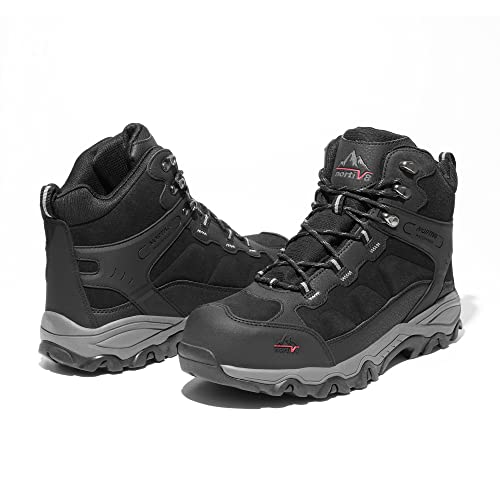 NORTIV 8 Waterproof Steel Toe Boots for Men Slip Resistant Safety Industrial Boots Paladin-Steel,Size 10.5,Black,JS19004M-STEEL