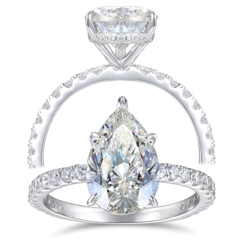HAFEEZ CENTER 4ct Pear Cut Moissanite Engagement Rings for Women (6.5) Cover