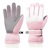 lifwimner Handschuhe Kinder Winter, Skihandschuhe für Jungen Mädchen Winterhandschuhe wasserdichte Winddichte für Skifahren Snowboard Outdoor Sports (Rosa, M)