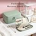 DHSUN Travel Jewelry Organizer, Small Tangle-Free Case for Necklaces, Jewellery,Earrings, Rings, Bracelets, Fashion Portable Jewelry Travel bags for Women,Macaron Green