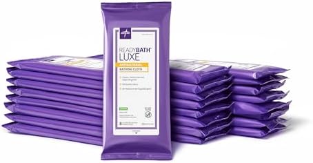 Medline ReadyBath LUXE Scented Antibacterial Body Cleansing Cloths, Extra Thick Wipes (Pack of 24)