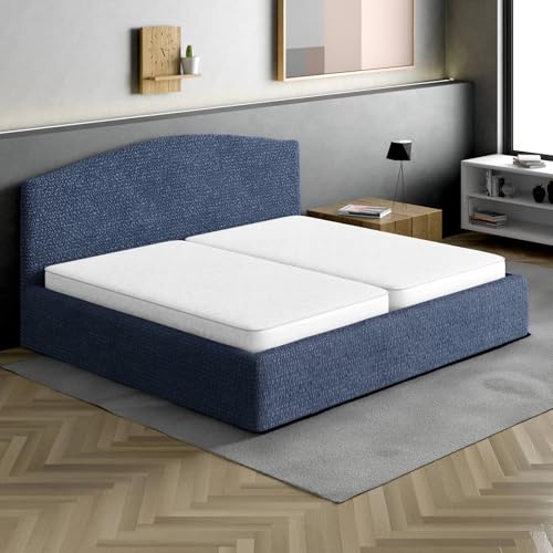 Housse de tête de lit microfibre bleu marine extensible lit 2 personnes