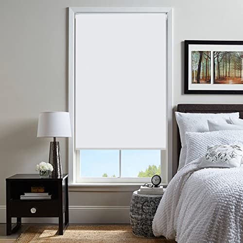 100% Blackout Roller Window Shades, Window Blinds With Thermal Insulated, Uv Protection Waterproof Fabric, Roll Up And Down Blinds For Home And Office (White - 35" W X 72" H) #TOP3