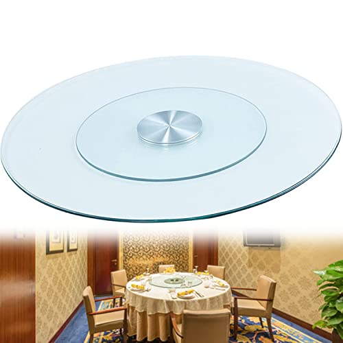 LIMEIDM Heavy Duty Drehteller Lazy Susan Glas Esstisch Drehplatte Gehärtetes Glas 360° Drehbar mit Zusatzrädern Runder Drehteller Durchmesser:50cm-120cm,110cm(43in) Cover