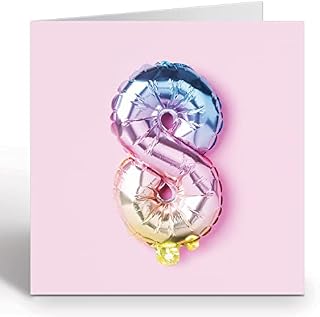 8th Birthday Card For Girl - 8th Anniversary Card - Birthday Card For An 8 Year Old Girl - Rainbow Foil Balloons 8th Card By Ruby Ashley®