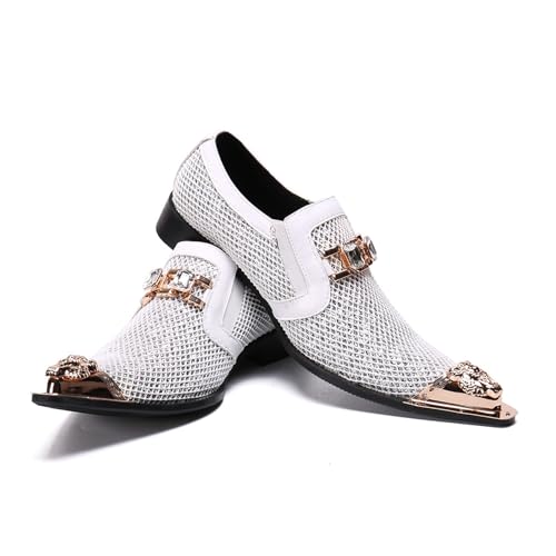 Men's Leather Shoes, Temperament Plaid Casual Business Men's Dress Shoes, Wedding Party Banquet Nightclub Stage Host Barber Uniform Office Work Shoes4