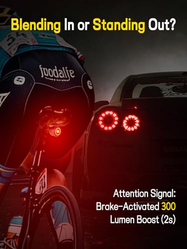 Esaytool Variable Brightness Bike Tail Light, Brake Sensing Bicycle Rear Light, 800 mAh USB-C Rechargeable, 4 Lighting Modes, IPX6 Waterproof, Auto On/Off, Saddle Mount Taillight - image 3