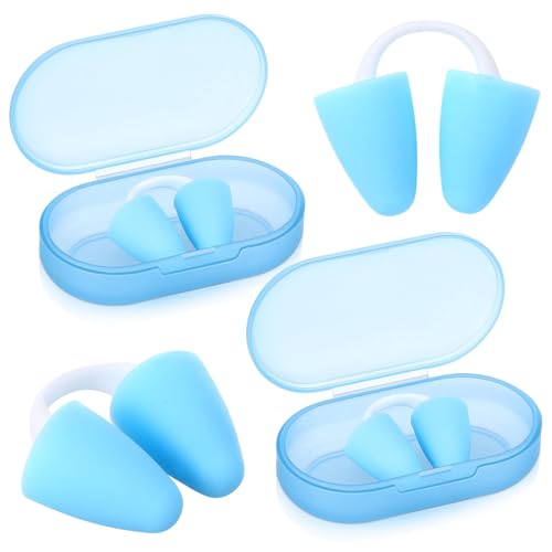 2 tapones nasales de natación, tapones nasales para adultos, reutilizables, con caja de almacenamiento, para adultos, buceo, entrenamiento, deportes acuáticos, color azul