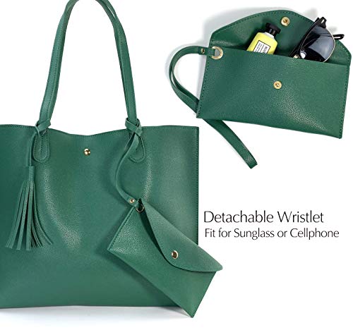 Image of Minimalist Clean Cut Pebbled Faux Leather Tote Womens Shoulder Handbag