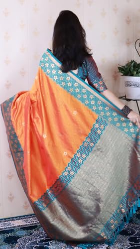 Image of SGF11 Women's Kanjivaram Pure Handloom Soft Silk Saree With Blouse Piece