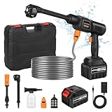 Portable Cordless Pressure Washer, 600 PSI 21V 30,000mAH Rechargeable Battery Powered Pressure Washer, 6-in-1 Nozzle with Standard Nozzle for Car Floor Wall Fence Cleaning