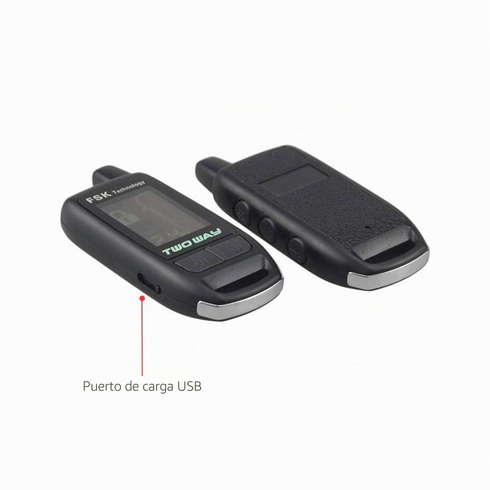 EASYGUARD EC206-B - Sistema de alarma de coche de 2 vías con pantalla LCD recargable, alarma de vibración, advertencia remota de liberación del maletero, entrada sin llave, 868 MHz CC 12 V