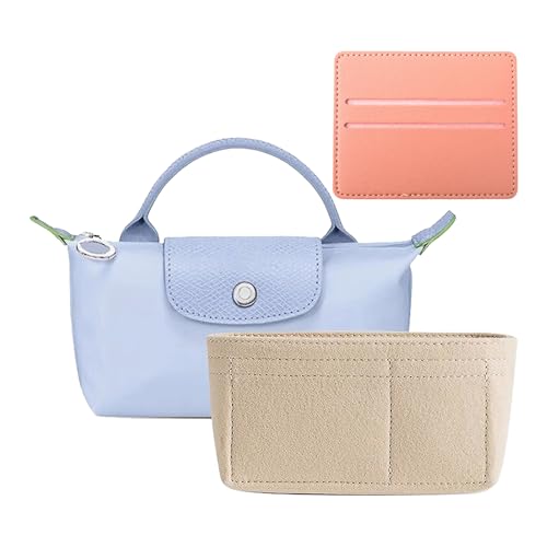 Geaanen Taschen-Organizer Für Longchamp kleine Tragetasche, Tasche Organizer Aufbewahrung & Veredelung Innentasche Liner Handtaschen Einsatz Organizer Fit Mini GrößE Wird Mit Kartenhalter Geliefert