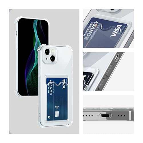 Image of AKABEILA Case for iPhone 13 Clear Cute Phone Case Soft TPU Wallet Case Slim Bag Cover Shockproof with Card Slot Holder