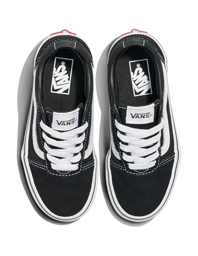 Vans Youth Ward Sneaker, (Suede/Canvas) Black/White, 12