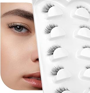 Half Lashes Natural Look Accent False Lash Strip ALPHONSE Wispy Clusters Asian Cat Eye Clear Band Fake Eyelashes Pack 5 Pairs