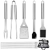 GQC 10 stuks roestvrijstalen grillbestekset, professionele grill-besteksets in draagtas, BBQ grillgereedschap, grillset, gereedschap voor mannen en vrouwen, camping, tuin