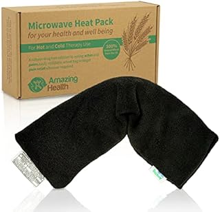 Amazing Health Unscented Microwave Wheat Bag - UK Made - NON Scented - Luxury Black Fleece, Made In UK, Hot & Cold Pack, Gift Boxed