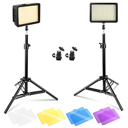 Julius Studio [2 Pack] 216 LED Camera Light Kits, Ultra High Power 216 LED Video Light Panel DSLR Camcorder LED Video Light, 29.8