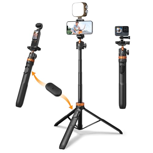 K&F CONCEPT MS08 Selfie Stick Tripod 62/158cm Phone Tripod with Remote Control Compatible with iPhone 17/16/15 DJI Osmo Pocket 3/4 GoPro Hero 13/12/11 Insta360 X5/X4 AKASO EK7000
