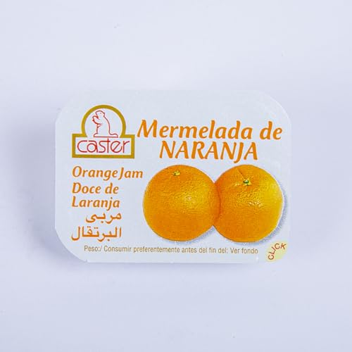 Mermelada en Monodosis 20g – Caja de 396 Tarrinas Individuales | Caster – Ideal para Hostelería, Oficinas y Uso en Casa (Naranja)