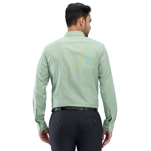 Image of Park Avenue Men's Slim Fit Structure Pattern Cotton Blend Semi Cutaway Collar Full Sleeve Formal Shirt