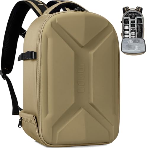 TORIBIO Camera Backpack, Hardshell DSLR Photography Camera Bag, Waterproof Hard Shell Camera Case with Tripod Holder & 15.6" Laptop Compartment Compatible with Canon/Nikon/Sony/DJI Mavic Drone