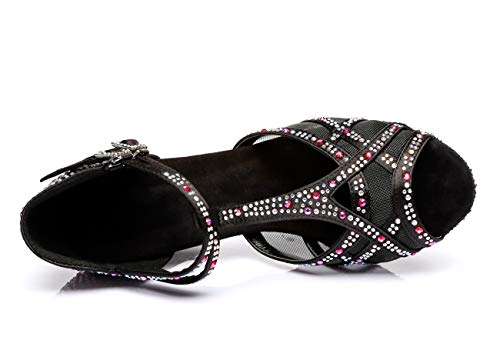 Minishion Crystals Dancing Sandals T-Strap Women's Salsa Dance Shoes L3724