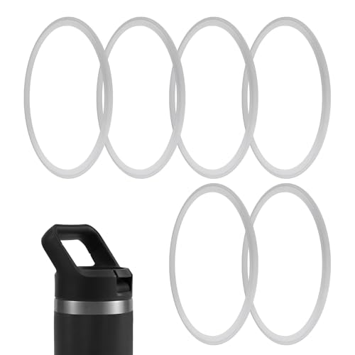 Gosknor 6pcs Water Bottle Gasket Replacement, Food Contact Grade Gasket Replacement Leakproof Lid Seal Replacement for Yeti Silicone Seal Replacement Compatible with YETI-Rambler-Jr-12oz-Kids-Bottle