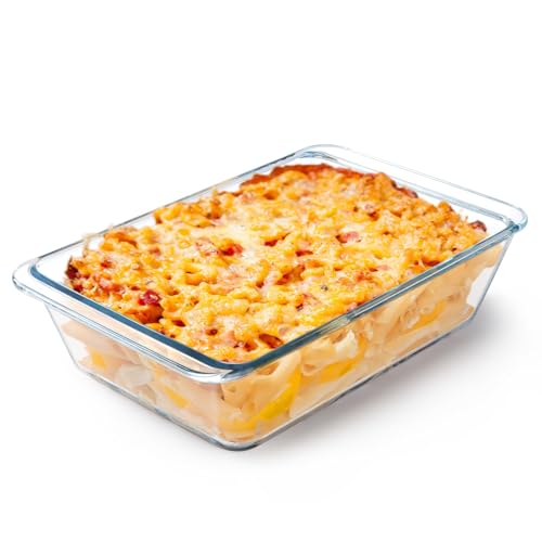 NUTRIUPS Tiefe Glas Auflaufform, 24x17x7cm - Glas Ofenform, Rechteckige Lasagneform, Ofenfeste Klarglas- Bratform (2.3L)