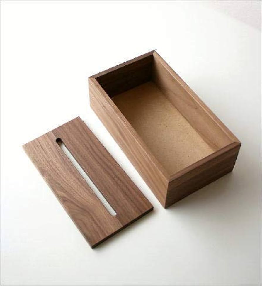Amazon|ティッシュケース 木製 ウォールナット 木目 無垢 ナチュラル