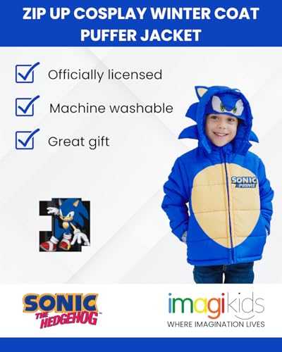 SEGA Sonic the Hedgehog Zip Up Puffer Jacket Toddler to Big Kid Sizes (4-14-16)2