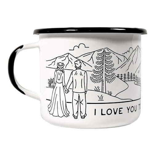 Taza esmaltada pareja boda montaña 16 oz miniatura 1