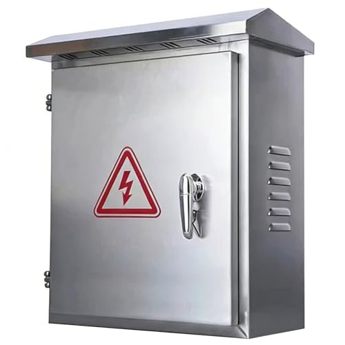 Image of lectl Box304 Stainless Steel Waterproof Enclosure with Rain Hood & Lock Wall Mount/Floor Standing Housing for Indoor/Outdoor Use 25x60x80cm