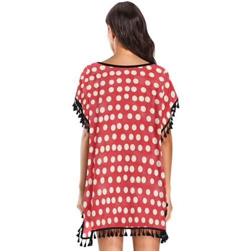 Cache-maillot de bain femme rouge à pois pour se couvrir avec style