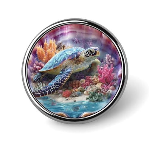 Broche ronde en forme de tortue dans une coquille, monde sous-marin, pour homme et femme, accessoire tendance pour collier, robe, veste, sac à dos