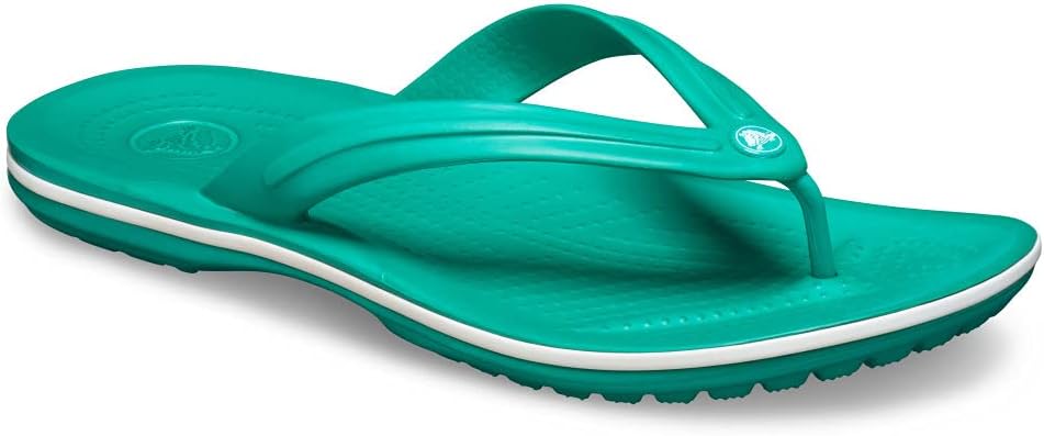 Crocs Unisex Crocband Flip Flip Flops, Deep Green White, 3 UK Men/ 4 UK Women