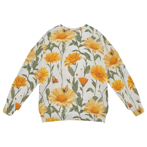 JUNZAN Retro Calendula Silver Little Girls Sweatshirt Hoodie Crewneck Kids Hoodies Boys Party 4T2
