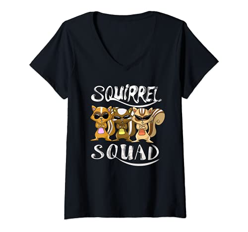 Mujer Cool Squirrel Squad | Regalo divertido para amantes del equipo de ardilla de mascotas Camiseta Cuello V