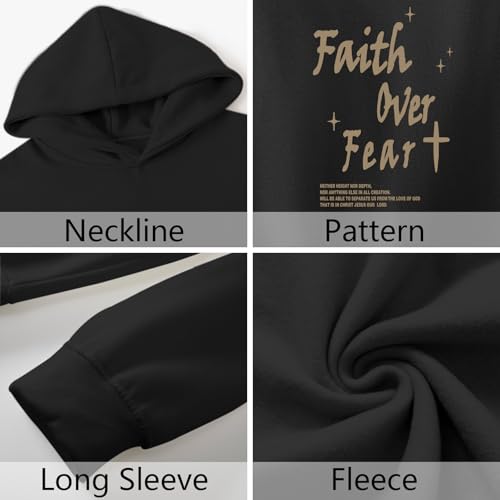 Christian Faith Over Fear Hoodie for Men Inspirational Religious Jesus Sweatshirt Vintage Bible Verse Graphic Pullover 7