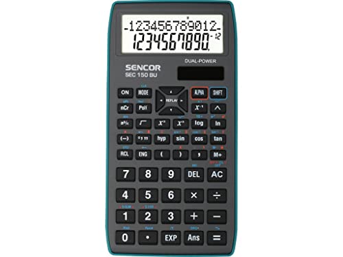 Sencor SEC 150 BU School Calculator, 240 Scientific Functions, Two Line LCD Display, Display of 12 Alphanumeric Characters and 10 + 2 Digits, Calculation Browsing Function, Grey/Blue