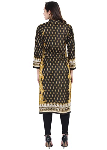 Image of Rosary Women's Winter Wear Jacquard Woolen Straight Kurti with 2 Side Pockets,RZ3204MUSTARD-2XL