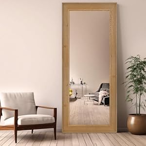 HOMECOOKIN Full Length Mirror 30"x70" Large Rustic Wood Frame Full Floor Mirror Bathroom Mirror Dressing Mirror Hanging or Leaning Against Wall (No Standing, Natural) HOMECOOKIN Full Length Mirror 30×70 Large Rustic Wood Frame Full Floor Mirror Bathroom Mirror Dressing Mirror Hanging or Leaning Against Wall No Standing Natural
