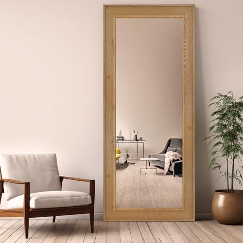 HOMECOOKIN-Full-Length-Mirror-30×70-Large-Rustic-Wood-Frame-Full-Floor-Mirror-Bathroom-Mirror-Dressing-Mirror-Hanging-or-Leaning-Against-Wall-No-Standing-Natural HOMECOOKIN Full Length Mirror 30×70 Large Rustic Wood Frame Full Floor Mirror Bathroom Mirror Dressing Mirror Hanging or Leaning Against Wall No Standing Natural