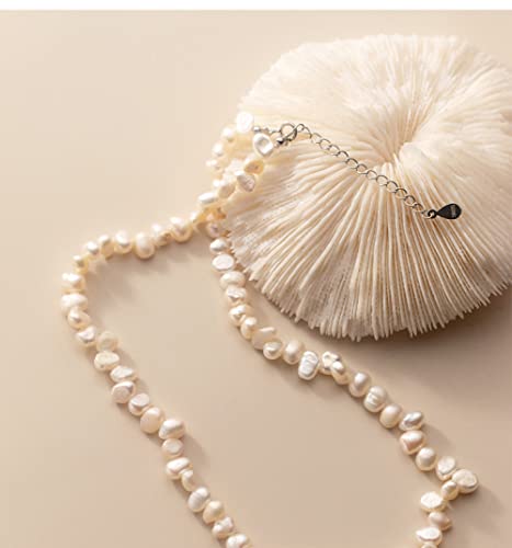 Collier argenté irrégulier de perle baroque fine et minimaliste - 3