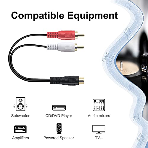 Image of C & E 0.6 m RCA Stereo Audio Extension Cable RCA female to 2 RCA Male PACK OF-3