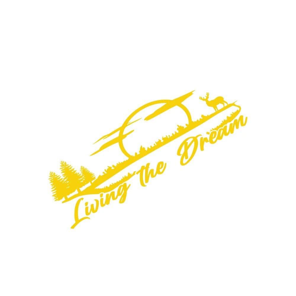 Dabhuoc Glossy Yellow Van Camper Graphics Living The Dream Moon Decor Decals Vinyl Cover Accessories(Glossy Yellow)